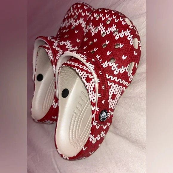 Red & White Sweater Crocs - Picture 3 of 5